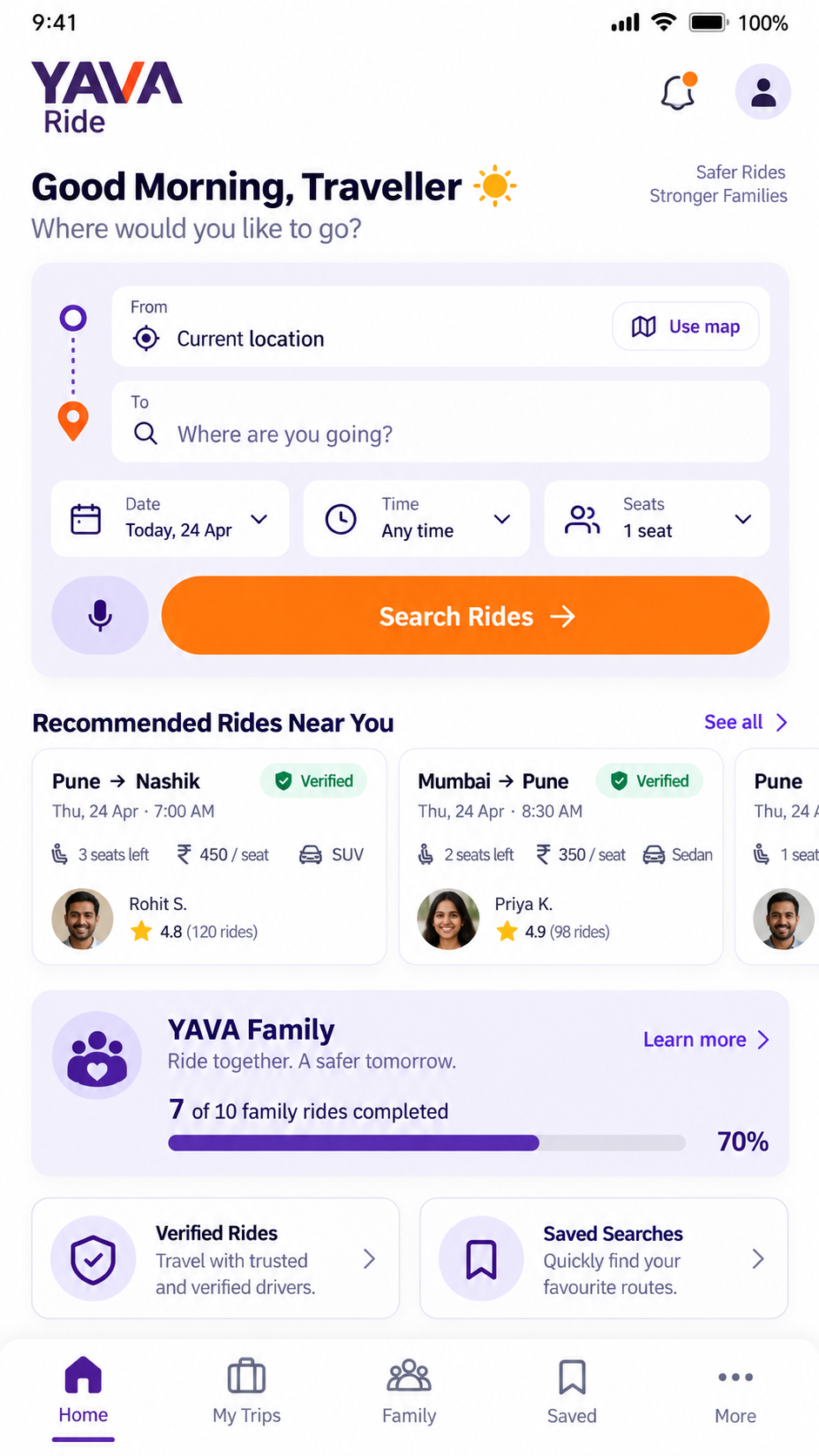 YAVA passenger mobile application